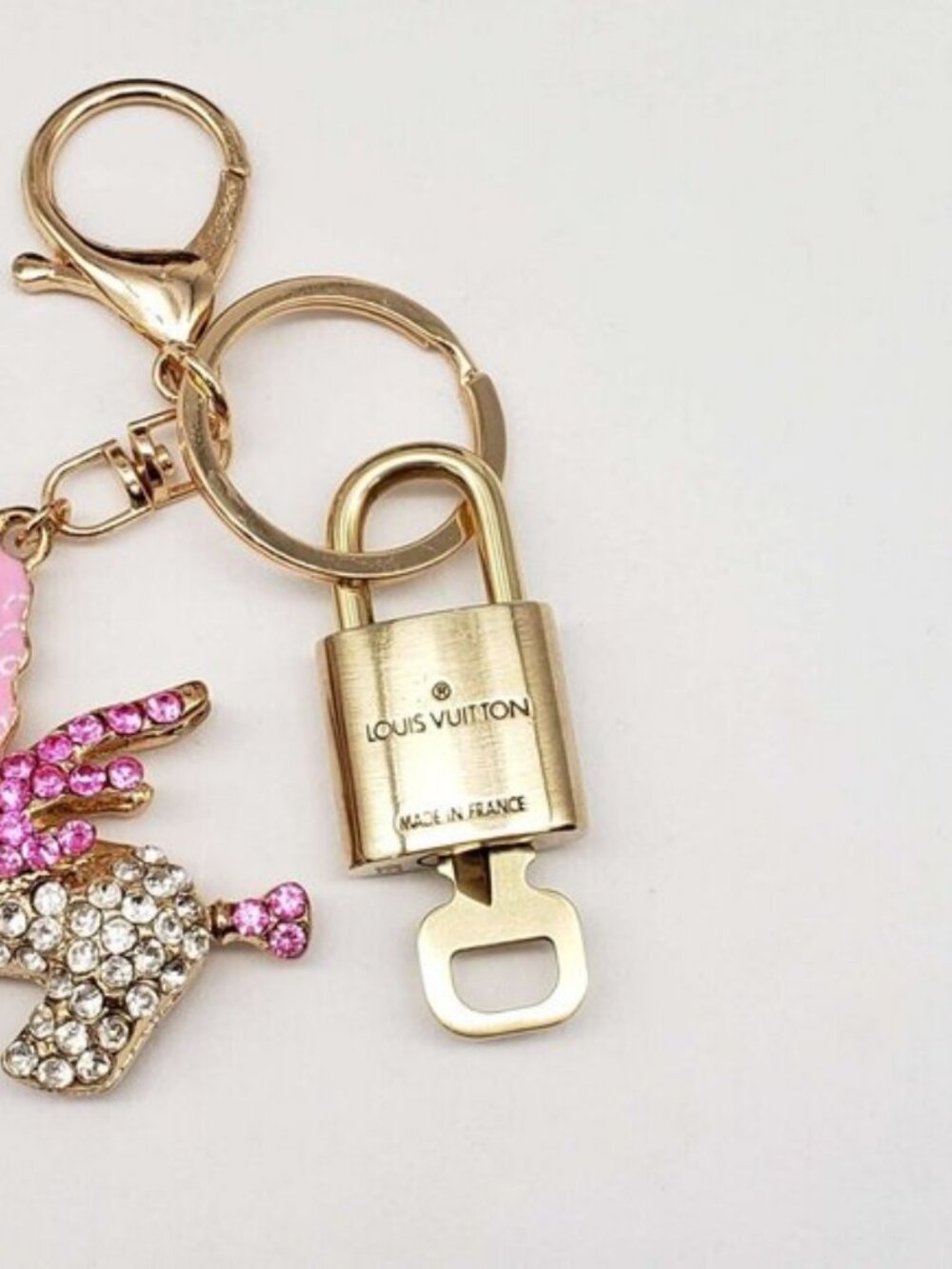 Authentic LV Gold Padlock & Key Set ✨ Luxury Bag Charm w/ Unbranded Keychain - Picture 6 of 8